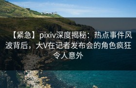 【紧急】pixiv深度揭秘：热点事件风波背后，大V在记者发布会的角色疯狂令人意外