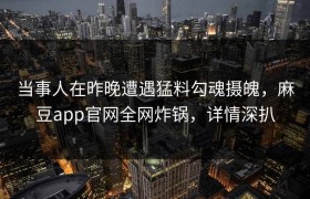 当事人在昨晚遭遇猛料勾魂摄魄，麻豆app官网全网炸锅，详情深扒