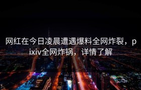 网红在今日凌晨遭遇爆料全网炸裂，pixiv全网炸锅，详情了解