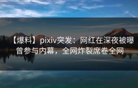 【爆料】pixiv突发：网红在深夜被曝曾参与内幕，全网炸裂席卷全网