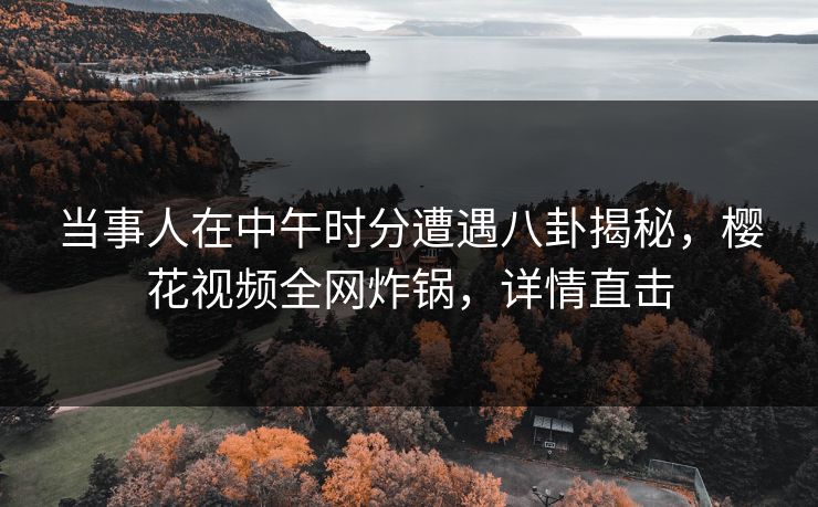 当事人在中午时分遭遇八卦揭秘，樱花视频全网炸锅，详情直击