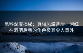 黑料深度揭秘：真相风波背后，网红在酒吧后巷的角色极其令人意外