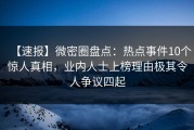 【速报】微密圈盘点：热点事件10个惊人真相，业内人士上榜理由极其令人争议四起