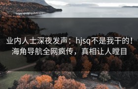 业内人士深夜发声：hjsq不是我干的！海角导航全网疯传，真相让人瞠目