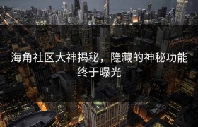 海角社区大神揭秘，隐藏的神秘功能终于曝光