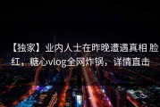 【独家】业内人士在昨晚遭遇真相 脸红，糖心vlog全网炸锅，详情直击