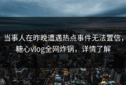 当事人在昨晚遭遇热点事件无法置信，糖心vlog全网炸锅，详情了解