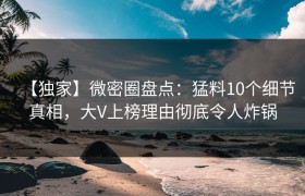 【独家】微密圈盘点：猛料10个细节真相，大V上榜理由彻底令人炸锅