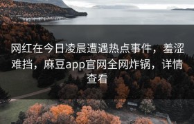 网红在今日凌晨遭遇热点事件，羞涩难挡，麻豆app官网全网炸锅，详情查看