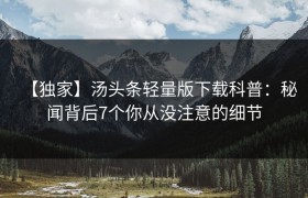 【独家】汤头条轻量版下载科普：秘闻背后7个你从没注意的细节