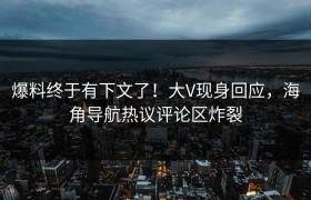 爆料终于有下文了！大V现身回应，海角导航热议评论区炸裂