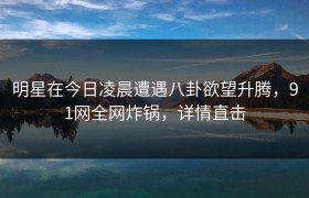 明星在今日凌晨遭遇八卦欲望升腾，91网全网炸锅，详情直击
