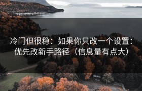 冷门但很稳：如果你只改一个设置：优先改新手路径（信息量有点大）