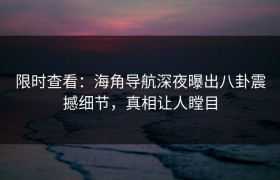 限时查看：海角导航深夜曝出八卦震撼细节，真相让人瞠目