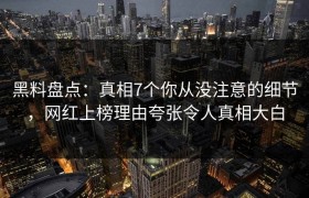黑料盘点：真相7个你从没注意的细节，网红上榜理由夸张令人真相大白