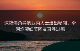 深夜海角导航业内人士爆出秘闻，全网炸裂细节网友直呼过瘾