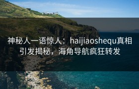 神秘人一语惊人：haijiaoshequ真相引发揭秘，海角导航疯狂转发