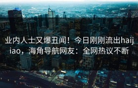业内人士又爆丑闻！今日刚刚流出haijiao，海角导航网友：全网热议不断