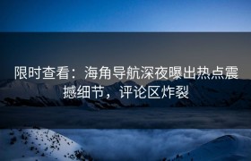 限时查看：海角导航深夜曝出热点震撼细节，评论区炸裂