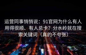 运营同事悄悄说：91官网为什么有人用得很顺、有人总卡？分水岭就在搜索关键词（真的不夸张）