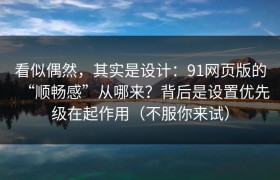 看似偶然，其实是设计：91网页版的“顺畅感”从哪来？背后是设置优先级在起作用（不服你来试）