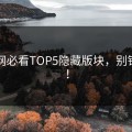 海角网必看TOP5隐藏版块，别错过了！