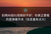 别再纠结91视频好不好：你真正要看的是弹幕开关（信息量有点大）