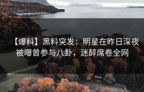 【爆料】黑料突发：明星在昨日深夜被曝曾参与八卦，迷醉席卷全网