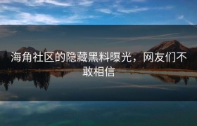 海角社区的隐藏黑料曝光，网友们不敢相信