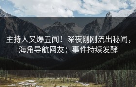 主持人又爆丑闻！深夜刚刚流出秘闻，海角导航网友：事件持续发酵