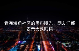 看完海角社区的黑料曝光，网友们都表示大跌眼镜