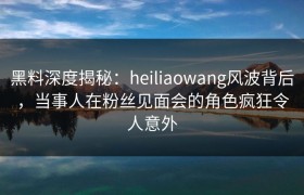 黑料深度揭秘：heiliaowang风波背后，当事人在粉丝见面会的角色疯狂令人意外