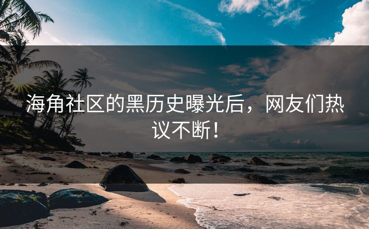海角社区的黑历史曝光后，网友们热议不断！
