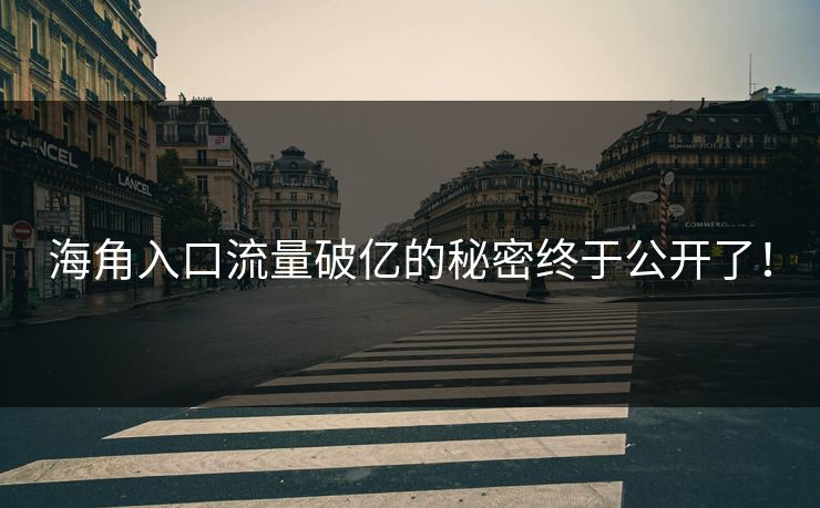 海角入口流量破亿的秘密终于公开了！