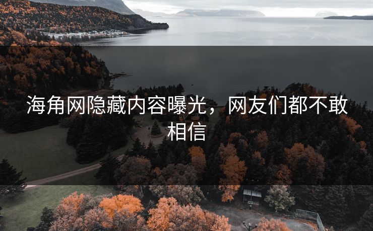 海角网隐藏内容曝光，网友们都不敢相信