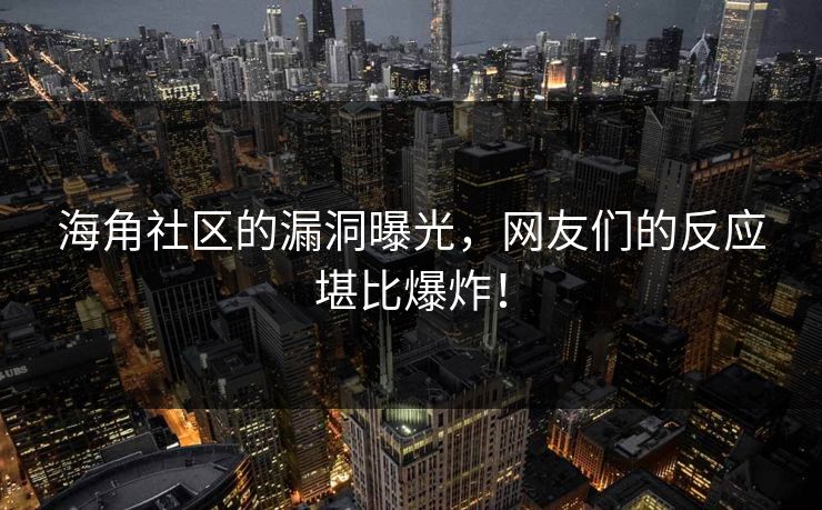 海角社区的漏洞曝光，网友们的反应堪比爆炸！