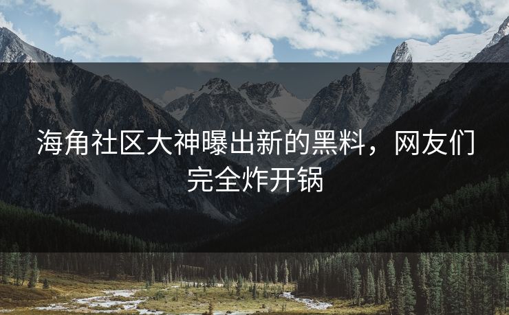 海角社区大神曝出新的黑料，网友们完全炸开锅
