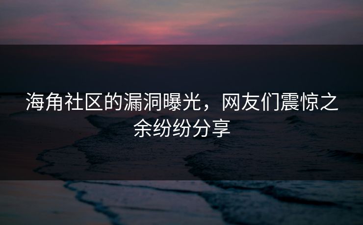 海角社区的漏洞曝光，网友们震惊之余纷纷分享
