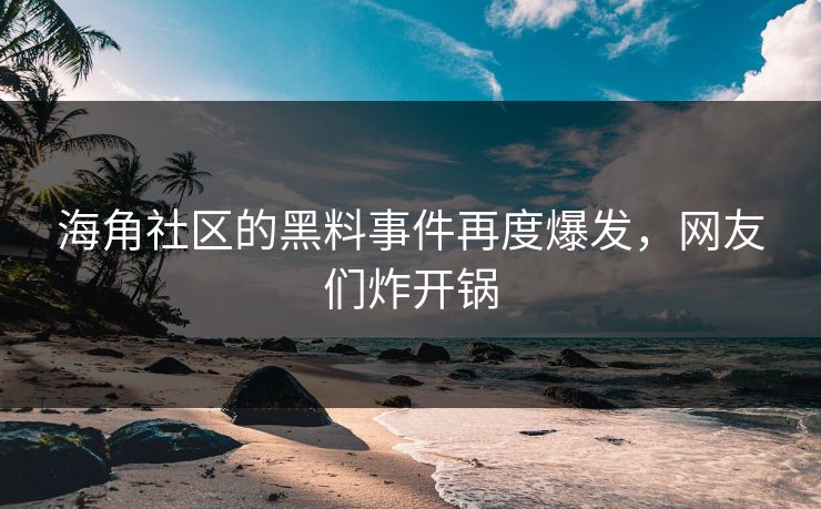 海角社区的黑料事件再度爆发，网友们炸开锅