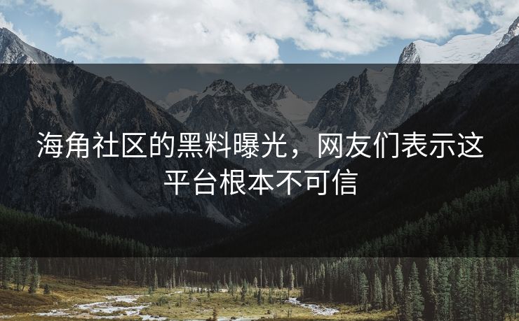海角社区的黑料曝光，网友们表示这平台根本不可信