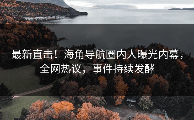 最新直击！海角导航圈内人曝光内幕，全网热议，事件持续发酵