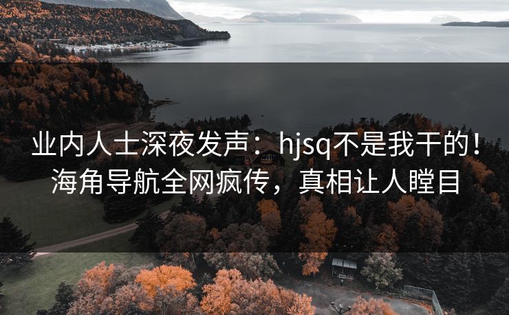 业内人士深夜发声：hjsq不是我干的！海角导航全网疯传，真相让人瞠目