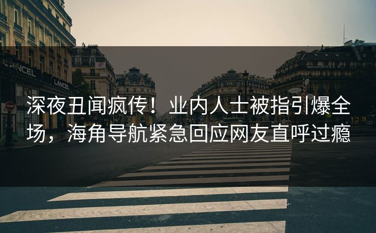 深夜丑闻疯传！业内人士被指引爆全场，海角导航紧急回应网友直呼过瘾