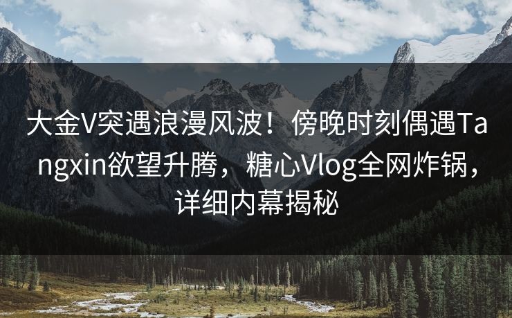 大金V突遇浪漫风波！傍晚时刻偶遇Tangxin欲望升腾，糖心Vlog全网炸锅，详细内幕揭秘