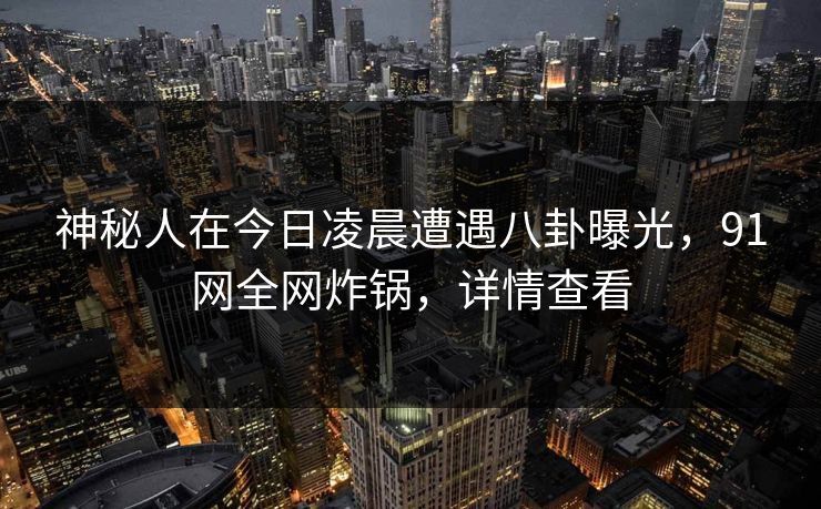 神秘人在今日凌晨遭遇八卦曝光，91网全网炸锅，详情查看