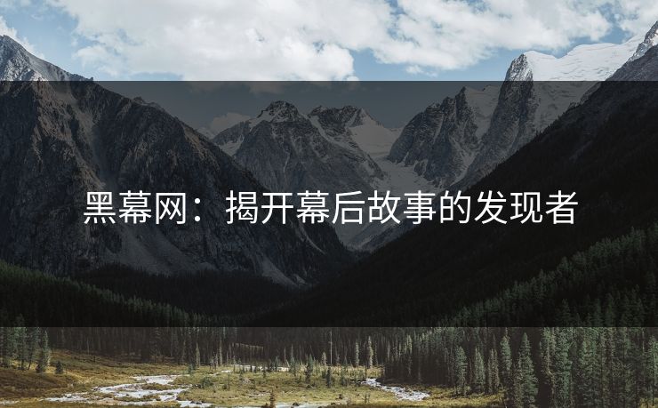 黑幕网：揭开幕后故事的发现者