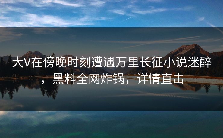大V在傍晚时刻遭遇万里长征小说迷醉，黑料全网炸锅，详情直击