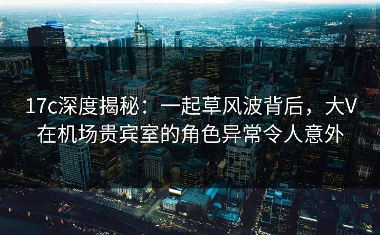 17c深度揭秘：一起草风波背后，大V在机场贵宾室的角色异常令人意外