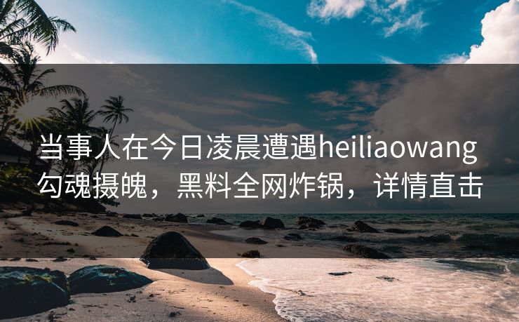 当事人在今日凌晨遭遇heiliaowang 勾魂摄魄,黑料全网炸锅,详情直击 当事人在今日凌晨遭遇heiliaowang 勾魂摄魄,黑料全网炸锅,详情直击